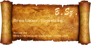 Breslauer Szendike névjegykártya